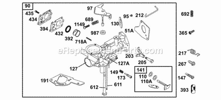 Carburetor Group Diagram and Parts List for 133202-0124-02  Briggs and Stratton Engine